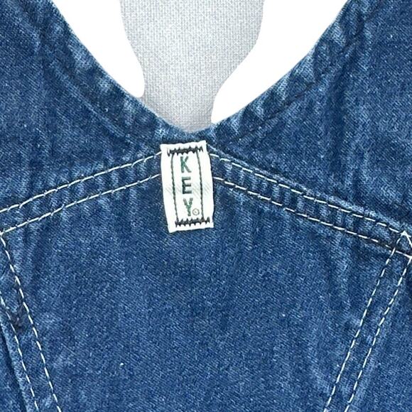 VTG KEY Bib Overalls 36x29 Denim Work Farm Trucker Hipster Hip Hop USA 90s Y2K - Picture 7 of 15